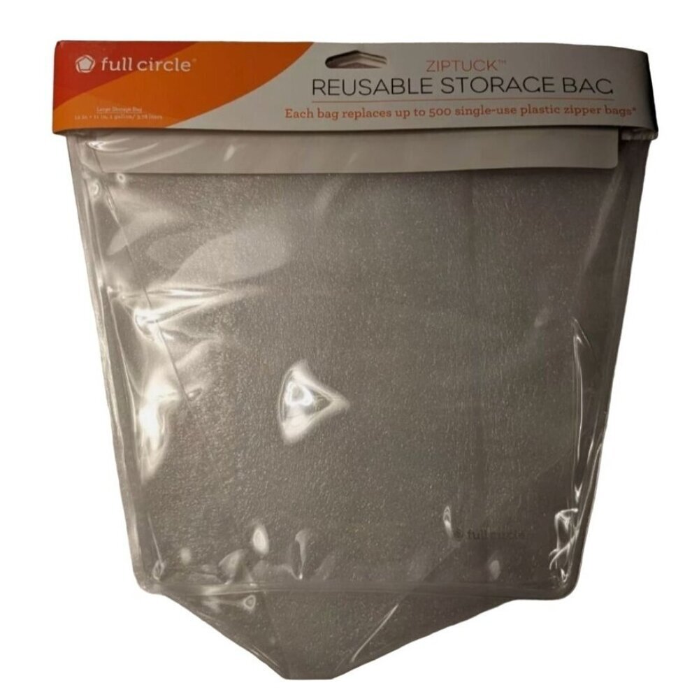 Full Circle Ziptuck Reusable Storage Bag Large Clear 12"x11" 1 Gallon 3.78 Liter